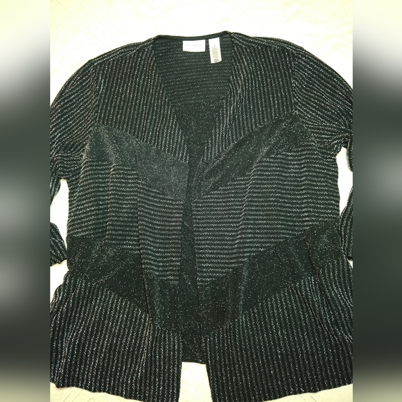 alfred dunner Formal Black & Silver Metallic Tank/Blouse w/attached Cardigan 3X - Picture 1 of 10